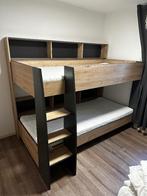 Stapelbed Leo grijs eiken, Ophalen, 90 cm, 160 tot 180 cm, Tweepersoons