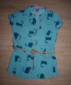 Blauwe Jurk met Poesjes HEMA (80), Kinderen en Baby's, Babykleding | Maat 80, Gebruikt, Meisje, Jurkje of Rokje, Ophalen of Verzenden