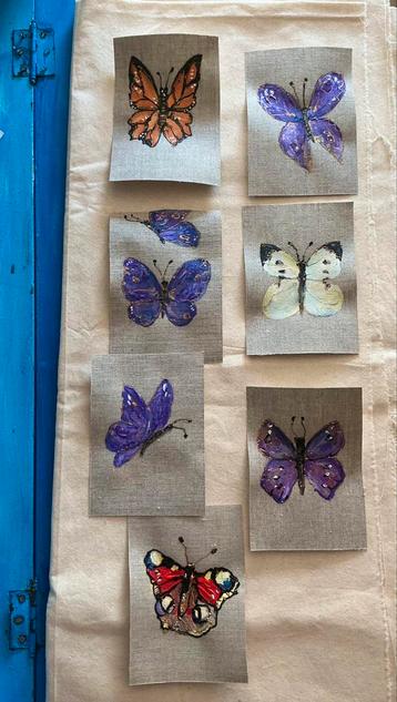 Vlinder ~ papillon ~ kleintje linnen kunst ~ atelier beschikbaar voor biedingen