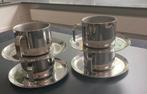 Te koop 6 rvs kop en schotel, 4 x Douwe Egberts en 2 x Hema, Verzenden