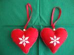 Twee vilten folkloristische harten hangertjes., Diversen, Kerst, Ophalen, Zo goed als nieuw