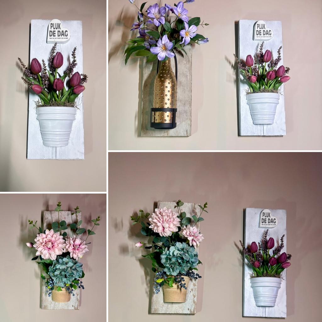 Houten wandpaneel | wandbord  met pot | Vanaf €19,95, Ophalen of Verzenden, Nieuw