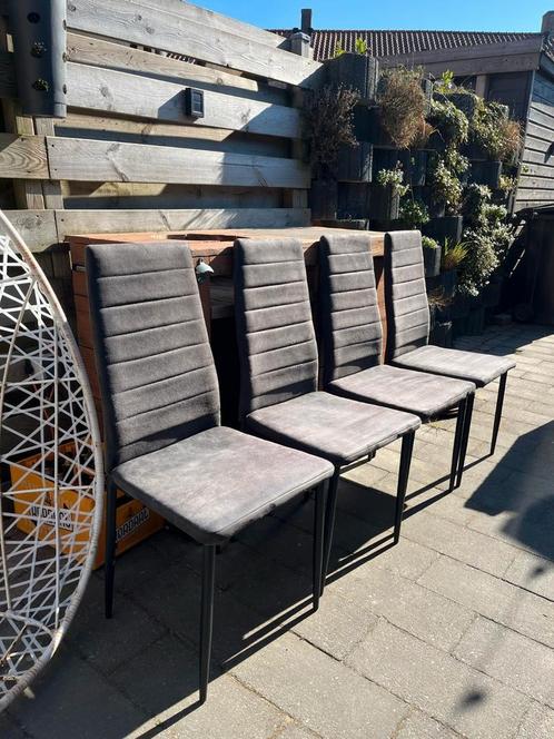 4x Eetkamerstoel Rowin antraciet, Huis en Inrichting, Stoelen, Zo goed als nieuw, Vier, Grijs, Ophalen