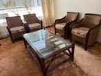 Rotan Fauteuils met Salontafel & Hocker, Huis en Inrichting, Ophalen, Gebruikt, Riet of Rotan, Vintage