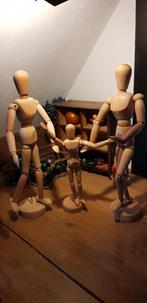 Houten tekenpop (tekenvoorbeeld) 2 grote 1 kleine pop hout., Verzamelen, Poppen, Ophalen of Verzenden, Zo goed als nieuw, Pop