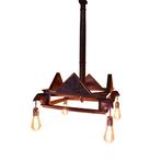 Franse Houten Hanglamp met Adelaarskoppen van rond 1900, Huis en Inrichting, Lampen | Hanglampen, Gebruikt, Minder dan 50 cm, Hout