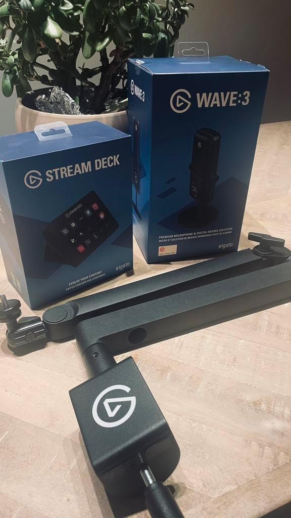 Elgato Wave 3 microfoon, Microphone Arm + Elgato Stream Deck, Muziek en Instrumenten, Microfoons, Zo goed als nieuw, Studiomicrofoon