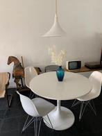Retro vintage witte ronde eettafel, Huis en Inrichting, Tafels | Eettafels, 100 tot 150 cm, 70’s, Kunststof, 100 tot 150 cm