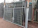 Dubbele spijlen poort  met  spijlenhekwerk, Ophalen, Zo goed als nieuw, IJzer