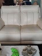 Witte leren relaxbank 2 en 2,5 zitsbank., Ophalen, Gebruikt, Tweepersoons, 75 tot 100 cm