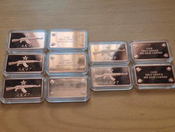 10 x 1 oz Kalasjnikov Koperbaar. Copper Bar AK-47. Koper. beschikbaar voor biedingen