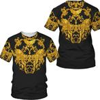 Heren barok t-shirt 5 luxe gouden shirt zwart party fout, Kleding | Heren, T-shirts, Verzenden, Nieuw, Zwart