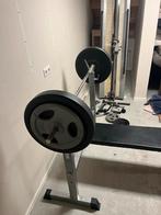 Taurus fitness bankdruk bankje met stang en gewichten, Gebruikt, Ophalen of Verzenden, Metaal, Borst