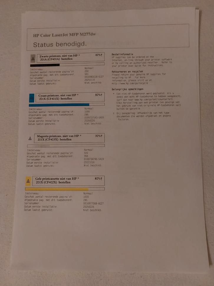 HP Color LaserJet Pro MFP M277dw - Gebruikt, Computers en Software, Printers, Gebruikt, Scannen, Ophalen of Verzenden