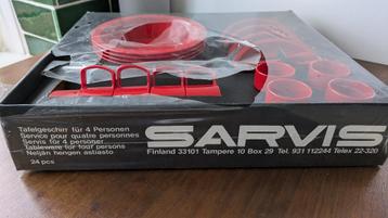 Vintage SARVIS picknickservies (24-delig) - rood, Finland beschikbaar voor biedingen