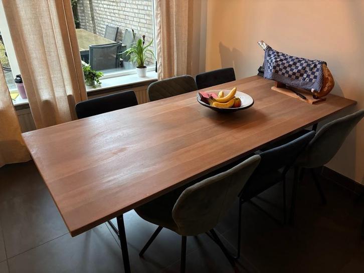 Eettafel Japans Eiken eventueel met stoelen, Huis en Inrichting, Tafels | Eettafels, Zo goed als nieuw, 50 tot 100 cm, 200 cm of meer