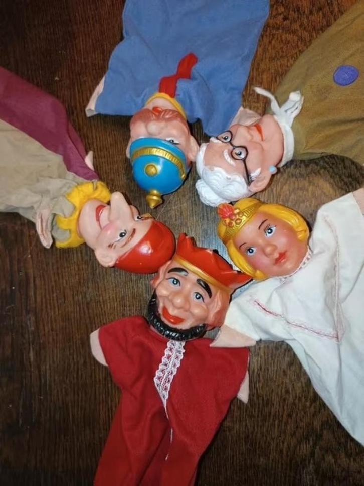 Vintage Poppenkastpoppen, set van 5, Kinderen en Baby's, Speelgoed | Poppen, Gebruikt, Overige typen, Ophalen of Verzenden