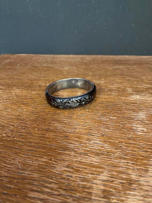 Antieke Weense zwart geëmailleerde bangle, Antiek en Kunst, Antiek | Goud en Zilver, Ophalen of Verzenden