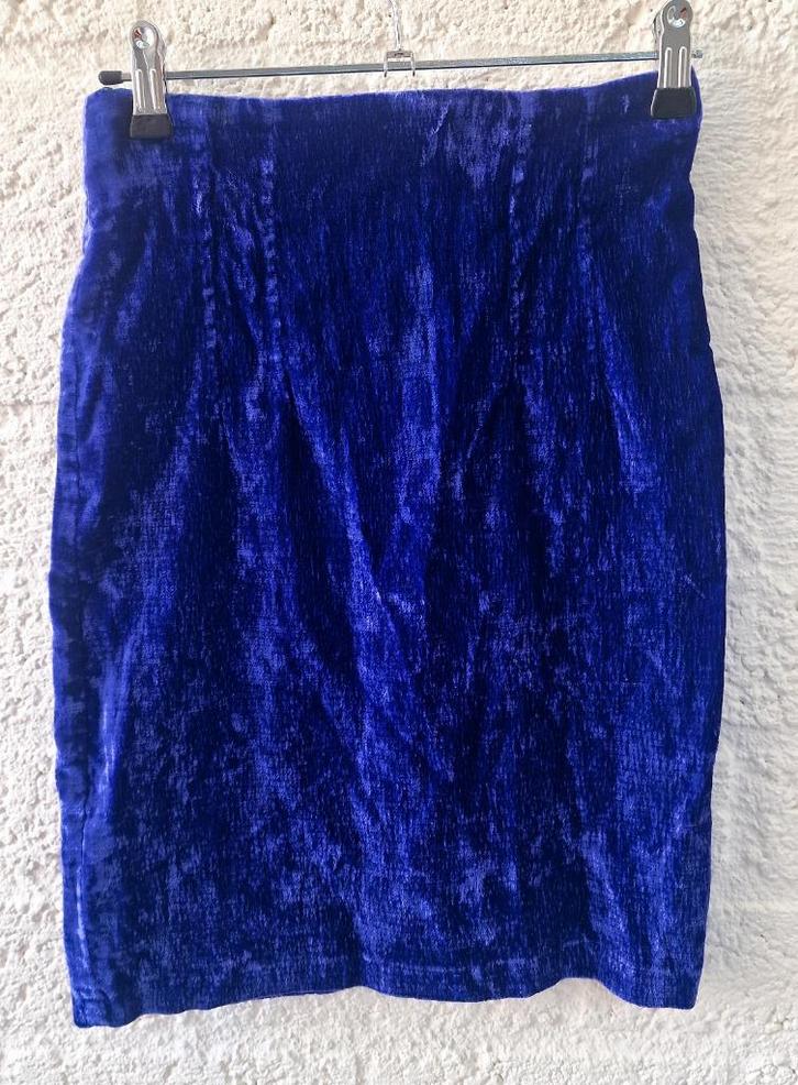 Corel Amsterdam – kobaltblauwe velvet rok – maat M, Kleding | Dames, Rokken, Zwart, Onder de knie, Ophalen of Verzenden