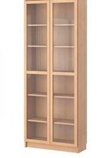 Billy Boekenkast Beuken Fineer - Glazen Deuren, Huis en Inrichting, Kasten | Boekenkasten, Ophalen, Gebruikt, 200 cm of meer, 50 tot 100 cm