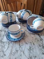 12 InterMezzo kop en schotels blauw-wit aardewerk, Ophalen of Verzenden, Gebruikt, Aardewerk, Kop(pen) en/of Schotel(s)