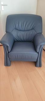 Leren grijs blauwe fauteuil  bieden mag, Huis en Inrichting, Ophalen, Modern klassiek, Zo goed als nieuw, 75 tot 100 cm