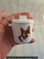 Suikerpotje van porselein met Welsh Corgi Cardigan B7xH8cm, Ophalen of Verzenden, Zo goed als nieuw, Hond of Kat, Beeldje of Figuurtje
