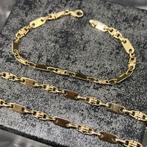 14k gouden set ketting met armband massief kingsley, Ophalen of Verzenden, Zo goed als nieuw, Goud