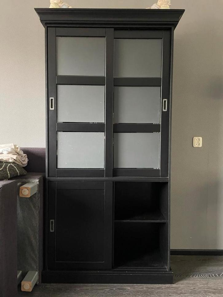Ruime antraciet kast met schuifdeuren, Antiek en Kunst, Antiek | Meubels | Kasten, Ophalen