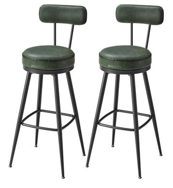 2 Nieuwe Barkrukken - Groen Leerlook beschikbaar voor biedingen