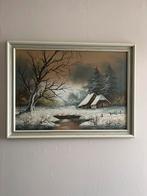 Schilderij Winterlandschap met Huis, Antiek en Kunst, Kunst | Schilderijen | Klassiek, Ophalen of Verzenden