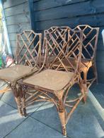 Antieke chippendales 4x rattan, 4 zitplaatsen, Gebruikt, Rotan, Ophalen of Verzenden