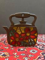 Theepot servethouder Gietijzer met Glas, Antiek en Kunst, Ophalen of Verzenden