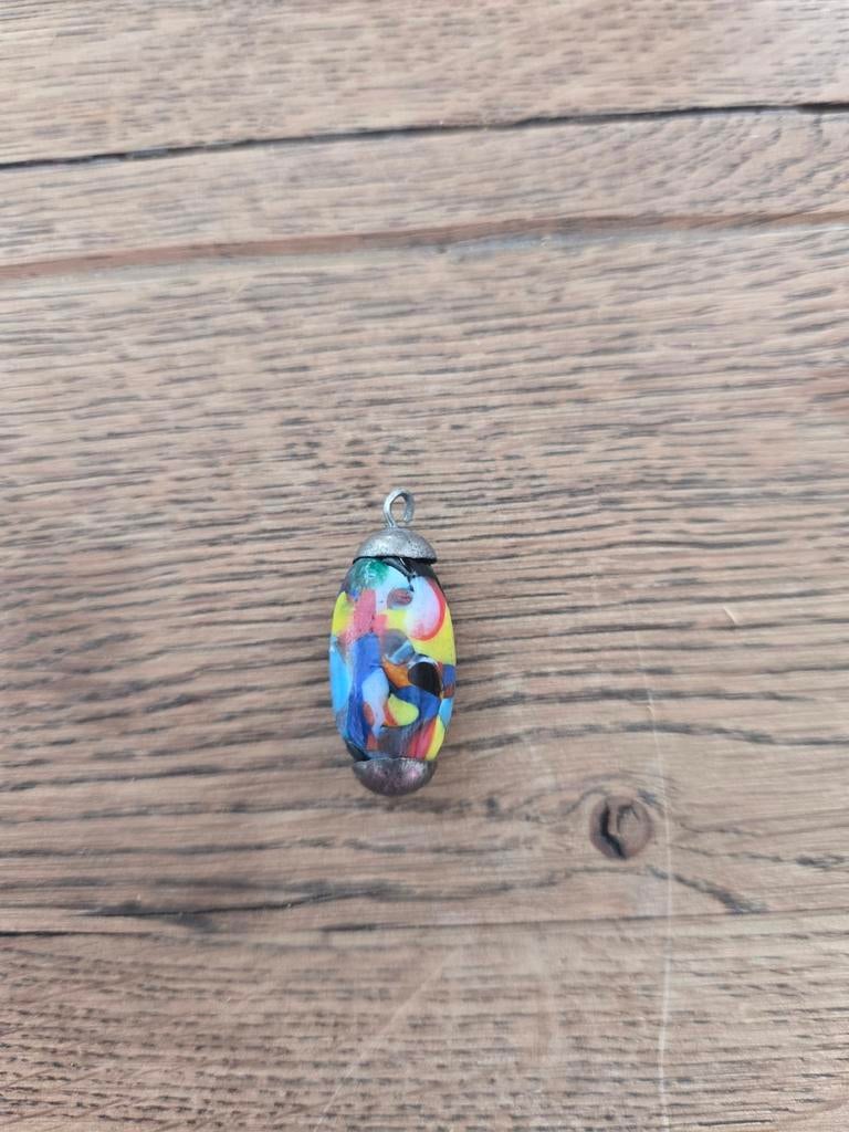 Vintage millefiori glazen hanger, Gebruikt, Glas of Kristal, Ophalen of Verzenden, Overige kleuren