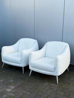 Natuzzi Platea fauteuils leer wit/off-white set van 2, Ophalen of Verzenden, Zo goed als nieuw, 75 tot 100 cm, Leer