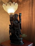Indonesische sfeerlamp / tafellamp houtsnijwerk, Ophalen, Gebruikt, 50 tot 75 cm, Indonesisch houtsnijwerk