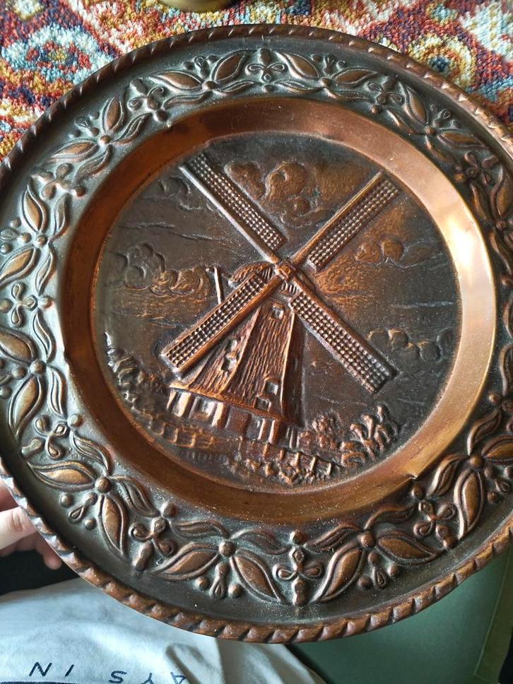 Koperen Wandbord met Windmolen, Antiek en Kunst, Antiek | Koper en Brons, Koper, Ophalen