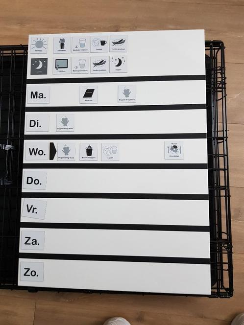 Magneetbord dagritme Pictomix met extra pictogrammen, Huis en Inrichting, Woonaccessoires | Memoborden, Zo goed als nieuw, Magneetbord