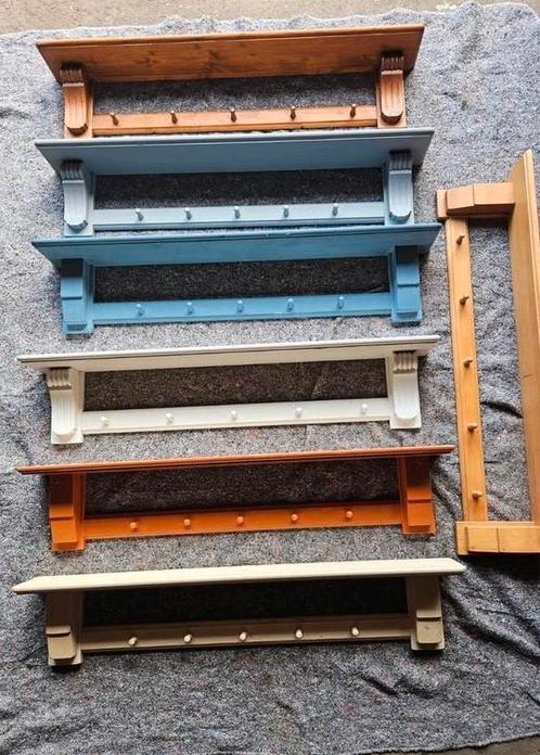 Partij 6 houten kapstokken 99 x 17,5 / 18 cm. grenen, Huis en Inrichting, Woonaccessoires | Kapstokken, Gebruikt, Wandkapstok