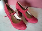 5th Avenue rood suede schoenen hak 10cm + plateauzool mt 39, Ophalen of Verzenden, Zo goed als nieuw, Rood, 5th Avenue