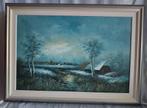Winterlandschap met dorpszicht - Gesigneerd - 1970, Antiek en Kunst, Ophalen