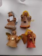 4 kerst figuurtjes poppetjes engeltjes kerstmis vintage, Diversen, Kerst, Ophalen of Verzenden