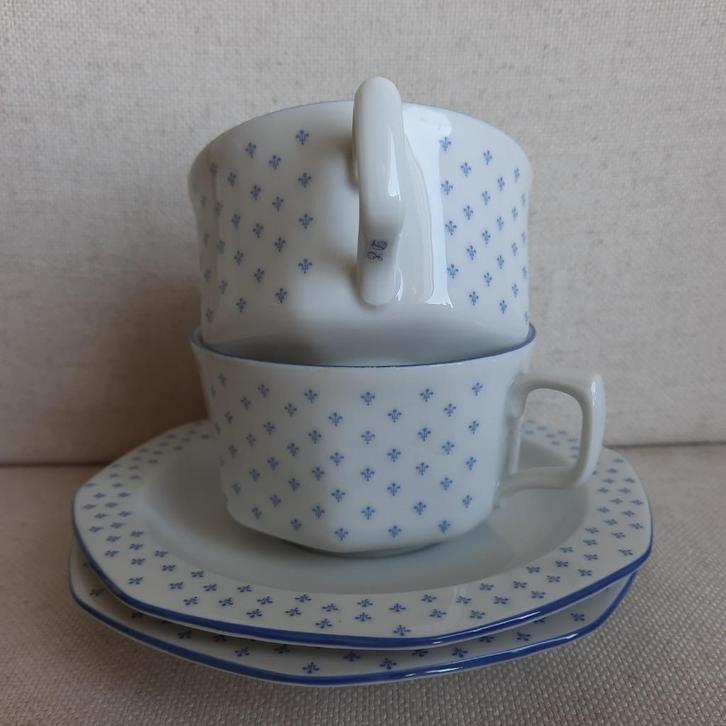 D.E. Seltmann Weiden thee kop en schotel wit blauw - 2 stuks, Antiek en Kunst, Antiek | Porselein, Ophalen of Verzenden
