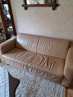 Beige 2 zitsbank, echt leder, Ophalen, Gebruikt, 75 tot 100 cm