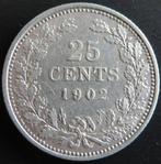 25 CENT 1902, Zilver, Koningin Wilhelmina, Losse munt, 25 cent
