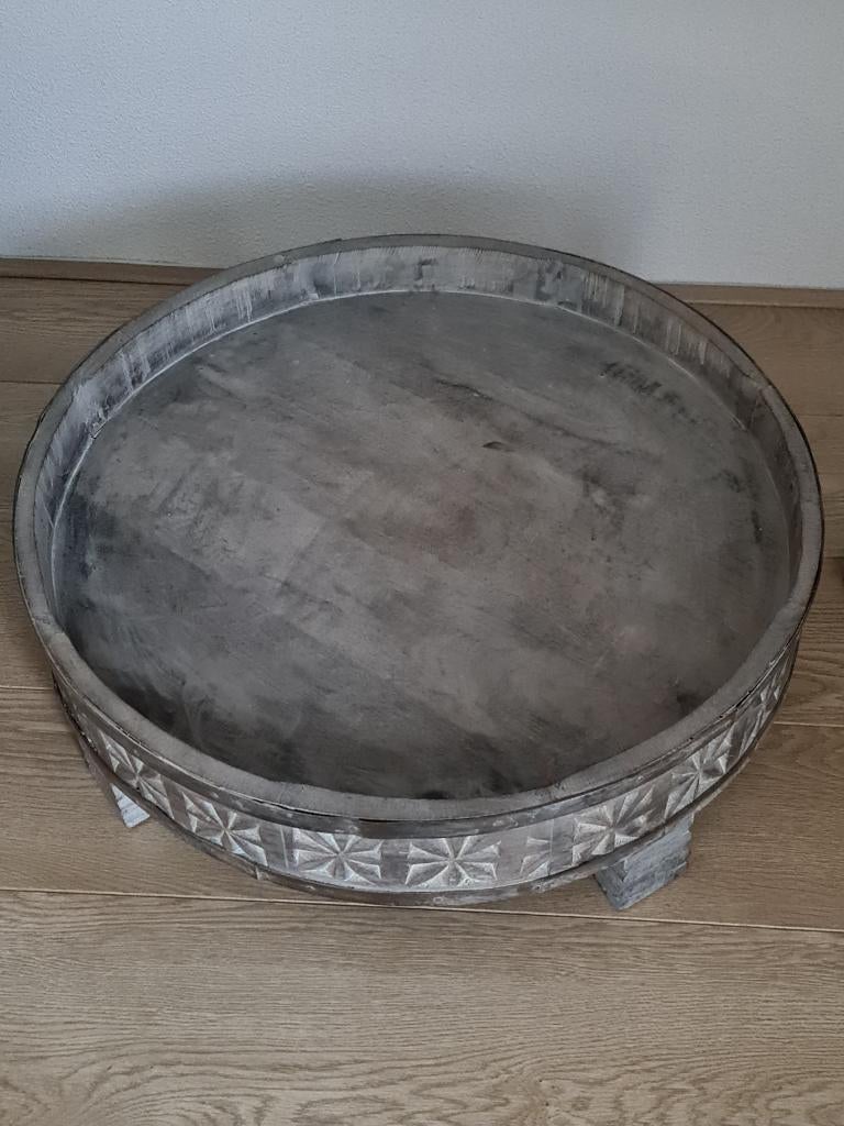 Chakki tafel uit India, Huis en Inrichting, Tafels | Salontafels, Ophalen, 50 tot 100 cm, Rond, 50 tot 100 cm
