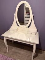 IKEA HEMNES Toilettafel met spiegel wit met gratis poef, Ophalen, Gebruikt, Hout, 100 tot 150 cm
