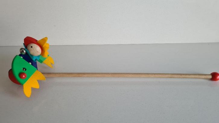 Houten duwstok Papegaai Papagallo, Kinderen en Baby's, Speelgoed | Houten speelgoed, Zo goed als nieuw, Duw- of Trekspeelgoed