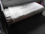 1 persoons bed zonder matras. Met nachtkasje, Ophalen, 90 cm, Eenpersoons, Wit