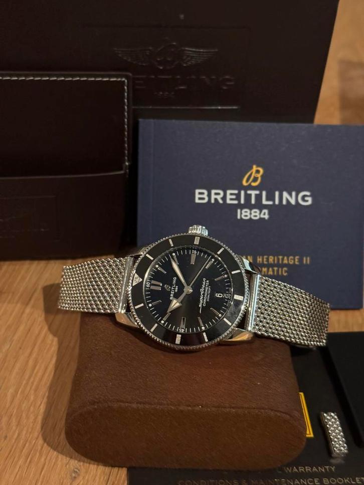 Nette Breitling SuperOcean Heritage II 44mm | zwart | 2018, Sieraden, Tassen en Uiterlijk, Horloges | Heren, Gebruikt, Polshorloge